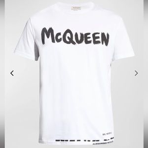 Alexander McQueen White Graffiti Logo Print T-Shirt